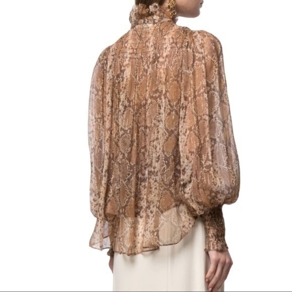 Zimmermann Botanica Python Print Silk Long Sleeved Blouse Size 0 - Picture 11 of 12